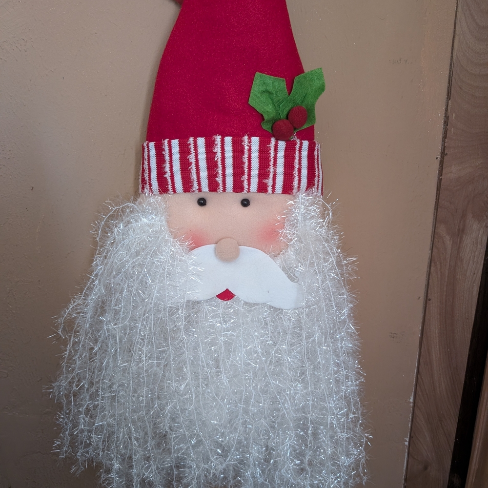 Jolly Santa Claus Wall Hanging with Red Hat